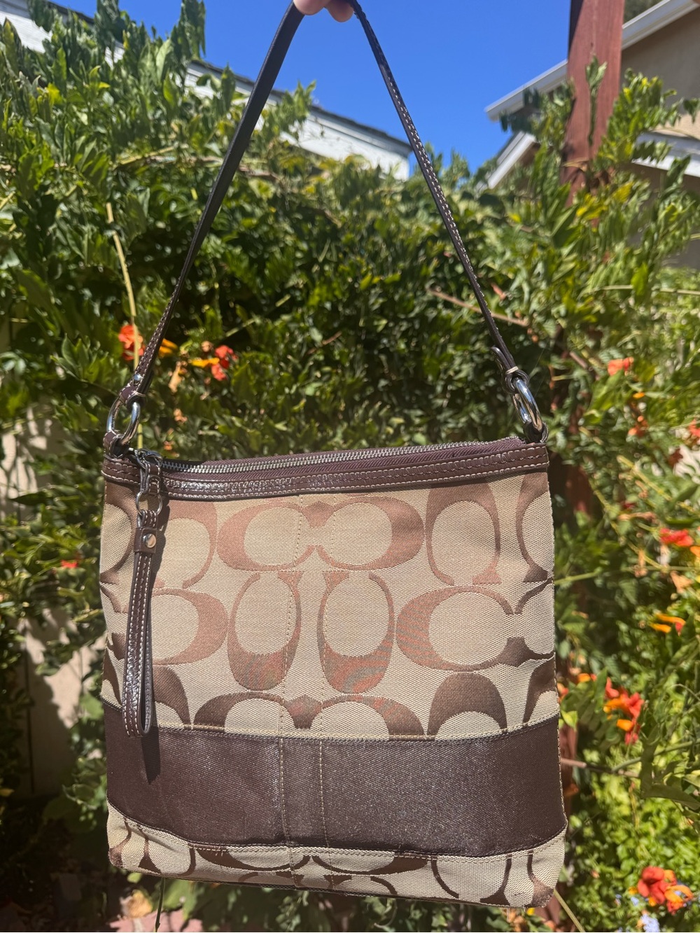 Coach Signature Stripe Shoulder Bag